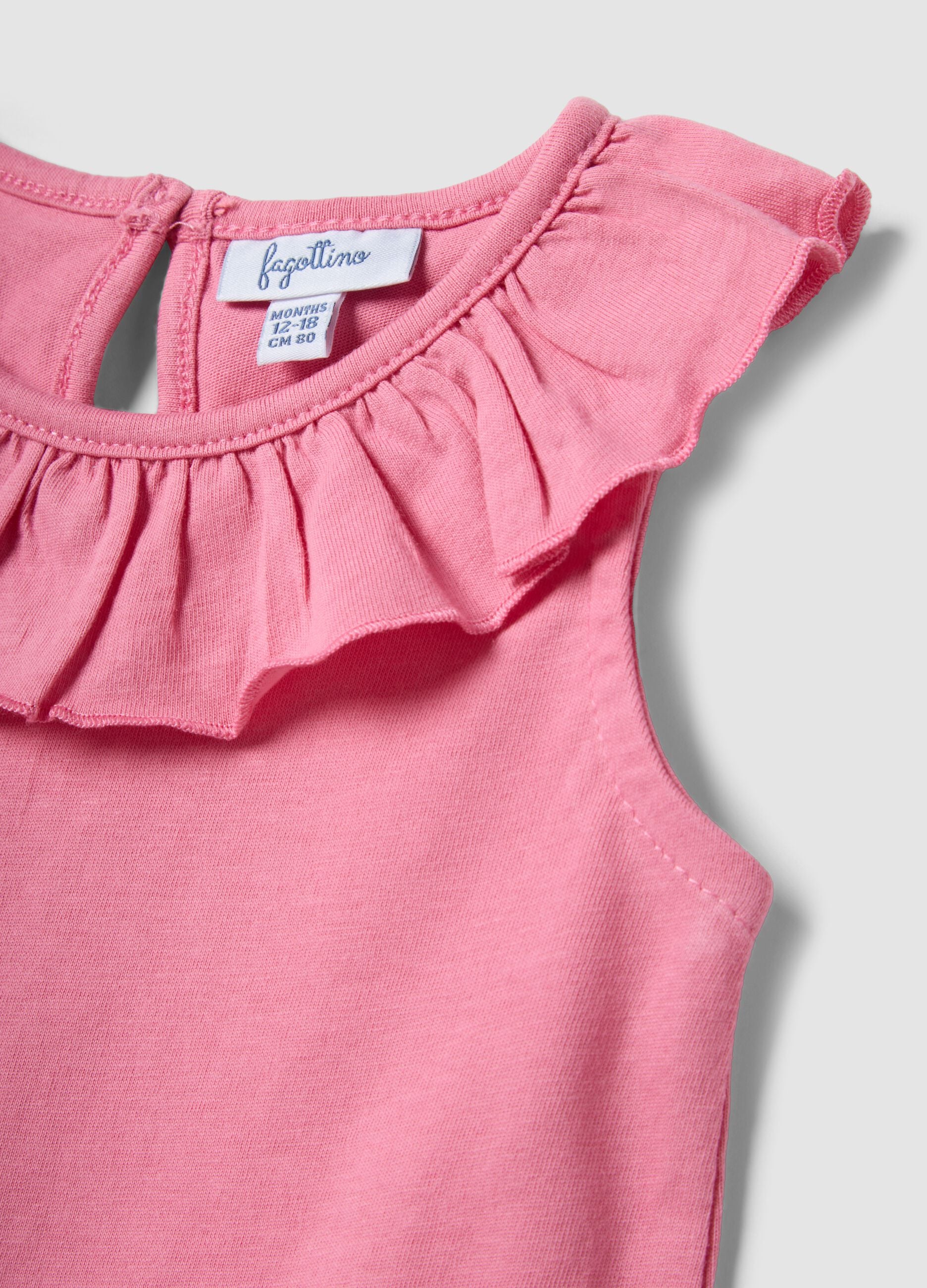 Pink organic cotton vest top with ruffle