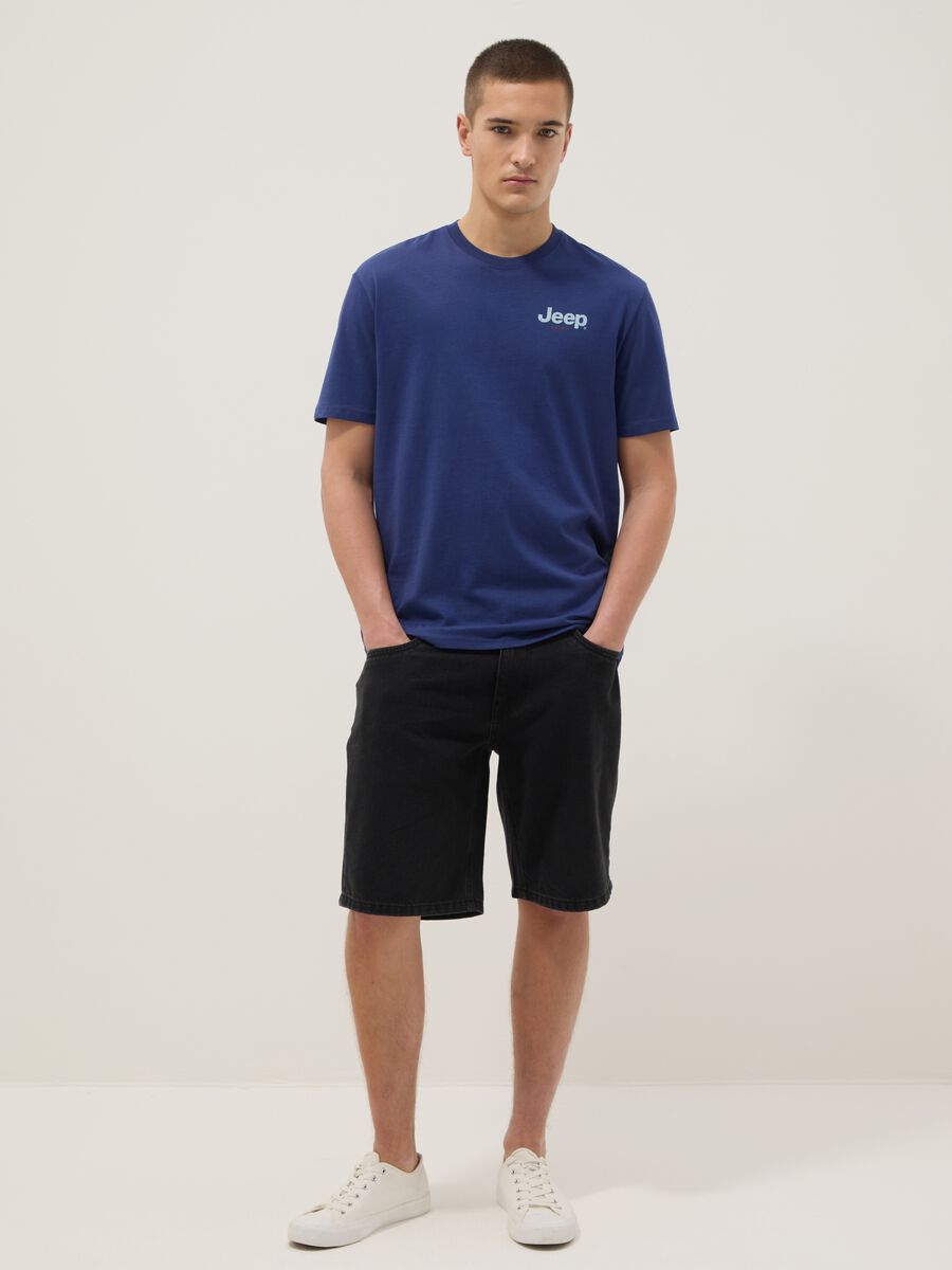 T-shirt in puro cotone blu regular fit con stampa Jeep_2