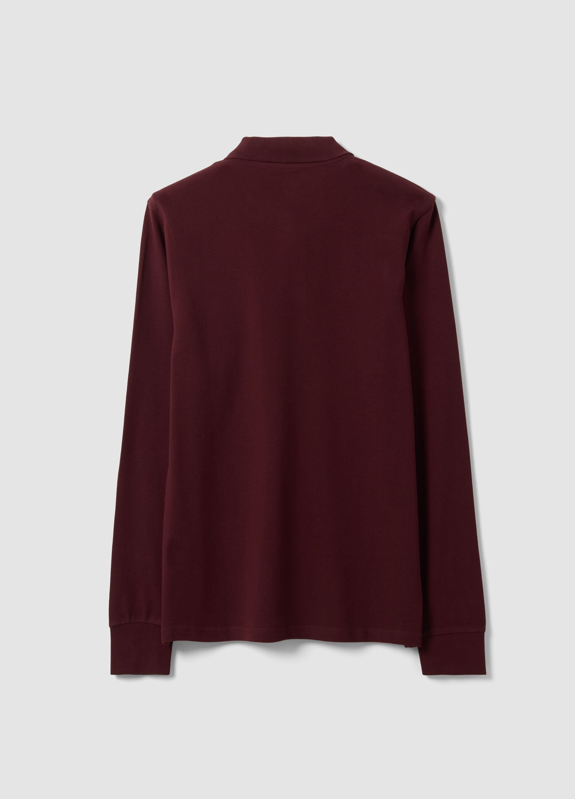 Men&rsquo;s red long-sleeve organic cotton piqu&eacute; polo shirt, regular fit