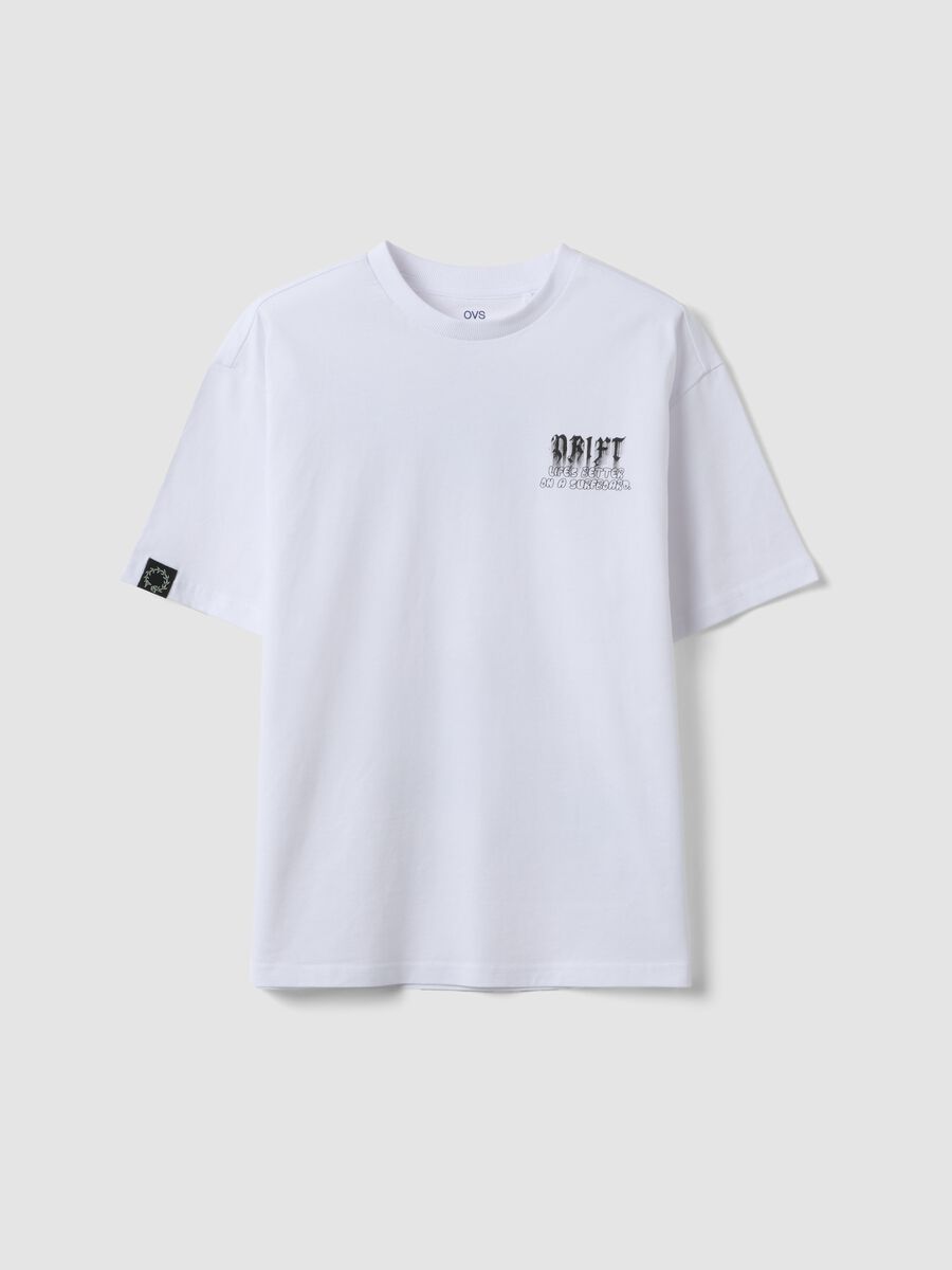 T-shirt bianca a maniche corte in puro cotone per ragazzo over fit_3