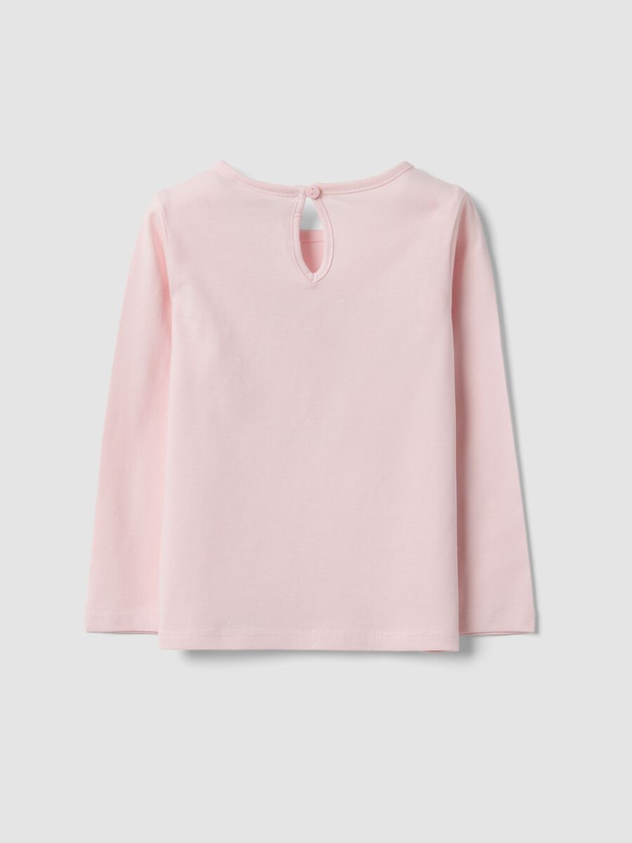 Pink organic cotton T-shirt with teddy bear print for baby girl_1