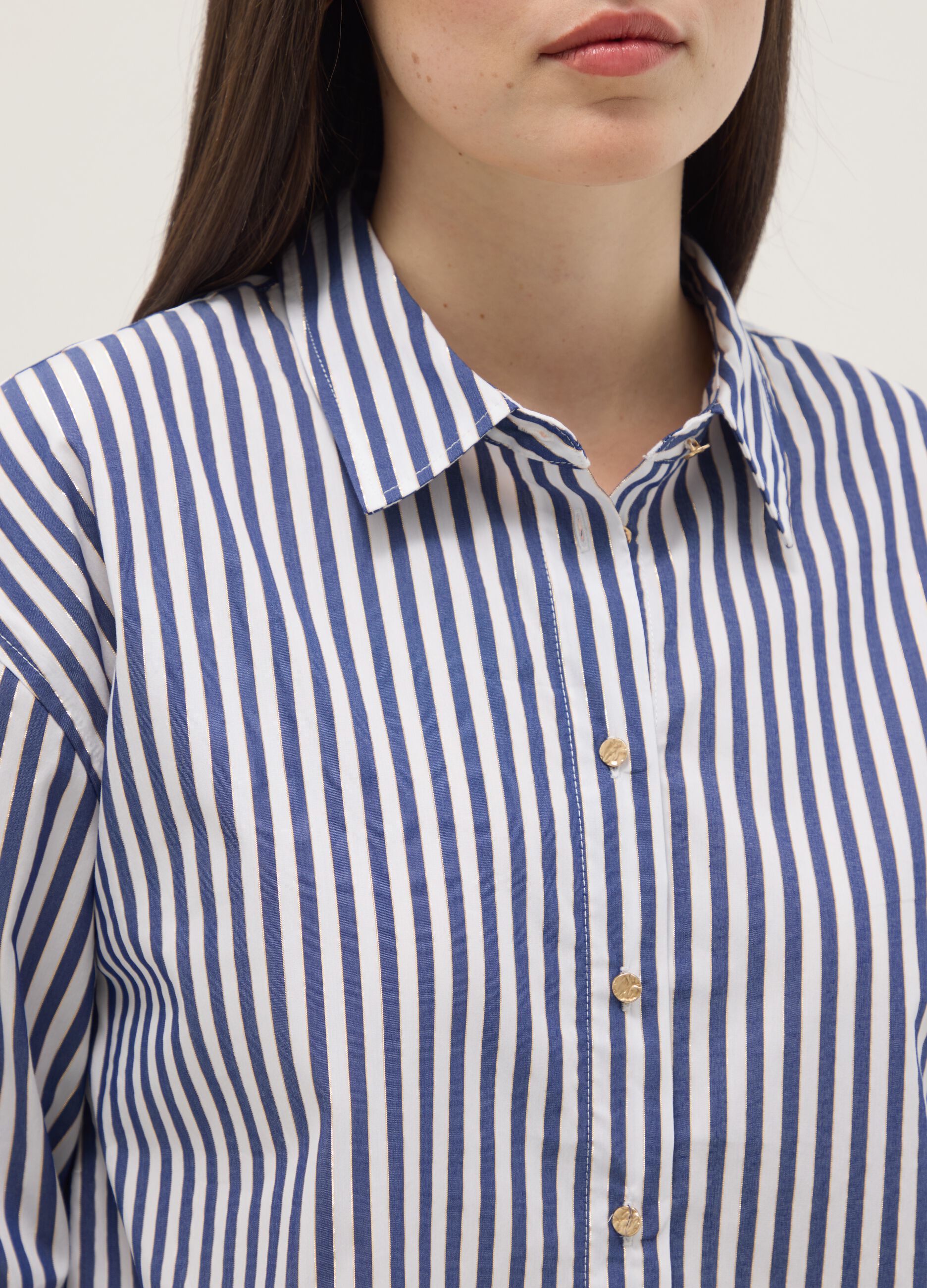 Multicoloured stripe cotton blend shirt regular fit with buttons
