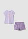 Short purple cotton pyjamas for baby girls, regular fit with print_0