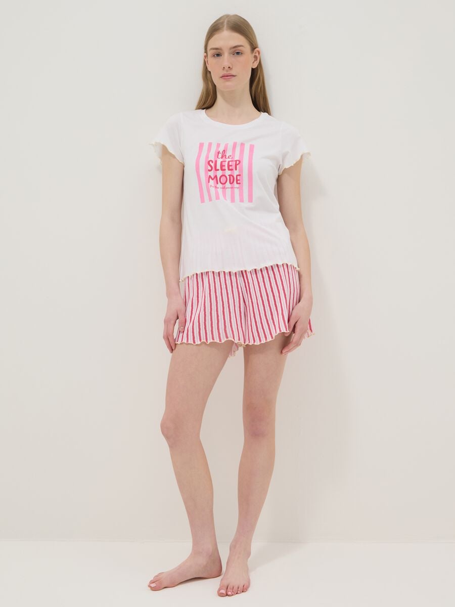 Multicolour pure cotton short pyjamas, regular fit, printed_0