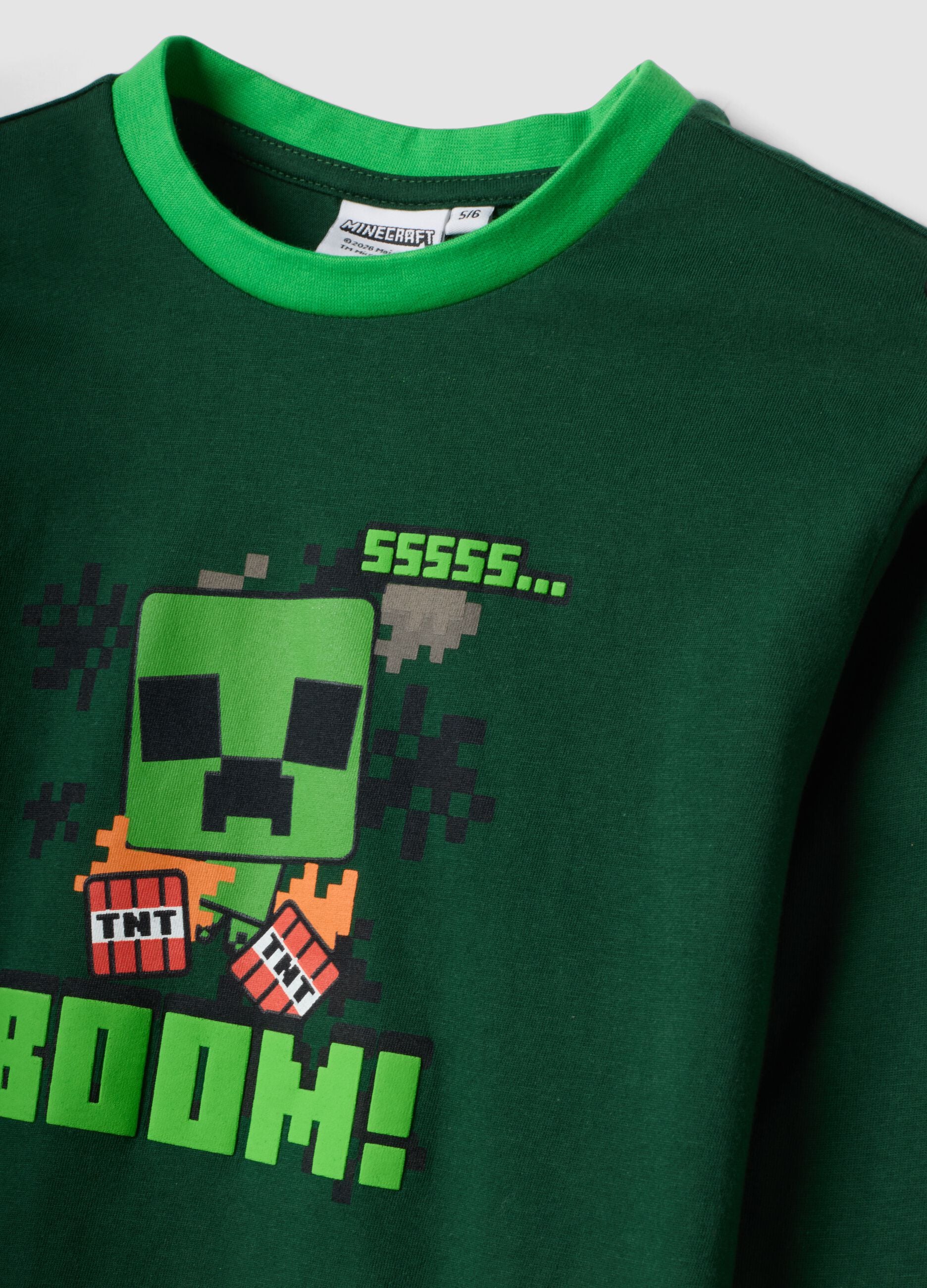 Green Minecraft print pyjamas in pure organic cotton for boys
