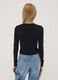 Black organic stretch-cotton T-shirt with ribbed neckline_2