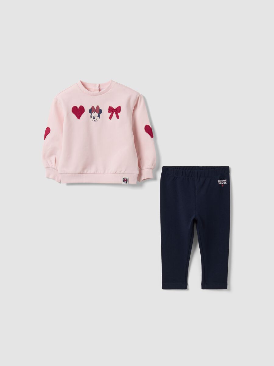 Completo rosa e blu in cotone organico elasticizzato con stampa Minnie_0