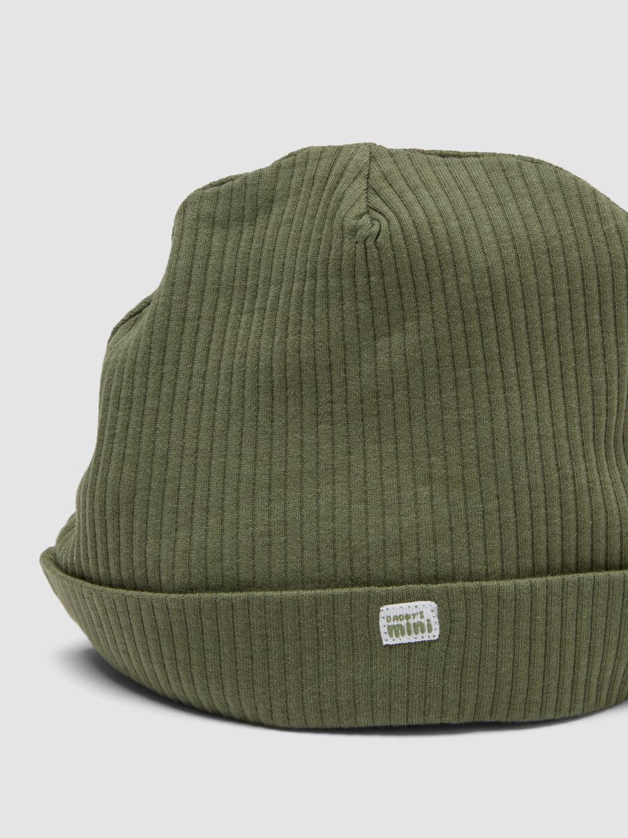Green ribbed organic cotton baby hat_2