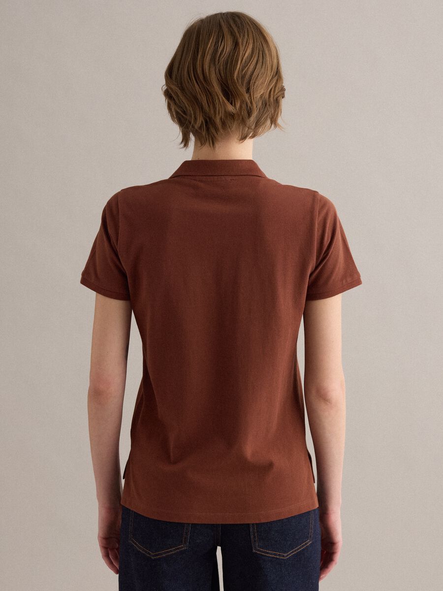Brown polo shirt in pure organic cotton, regular fit_3
