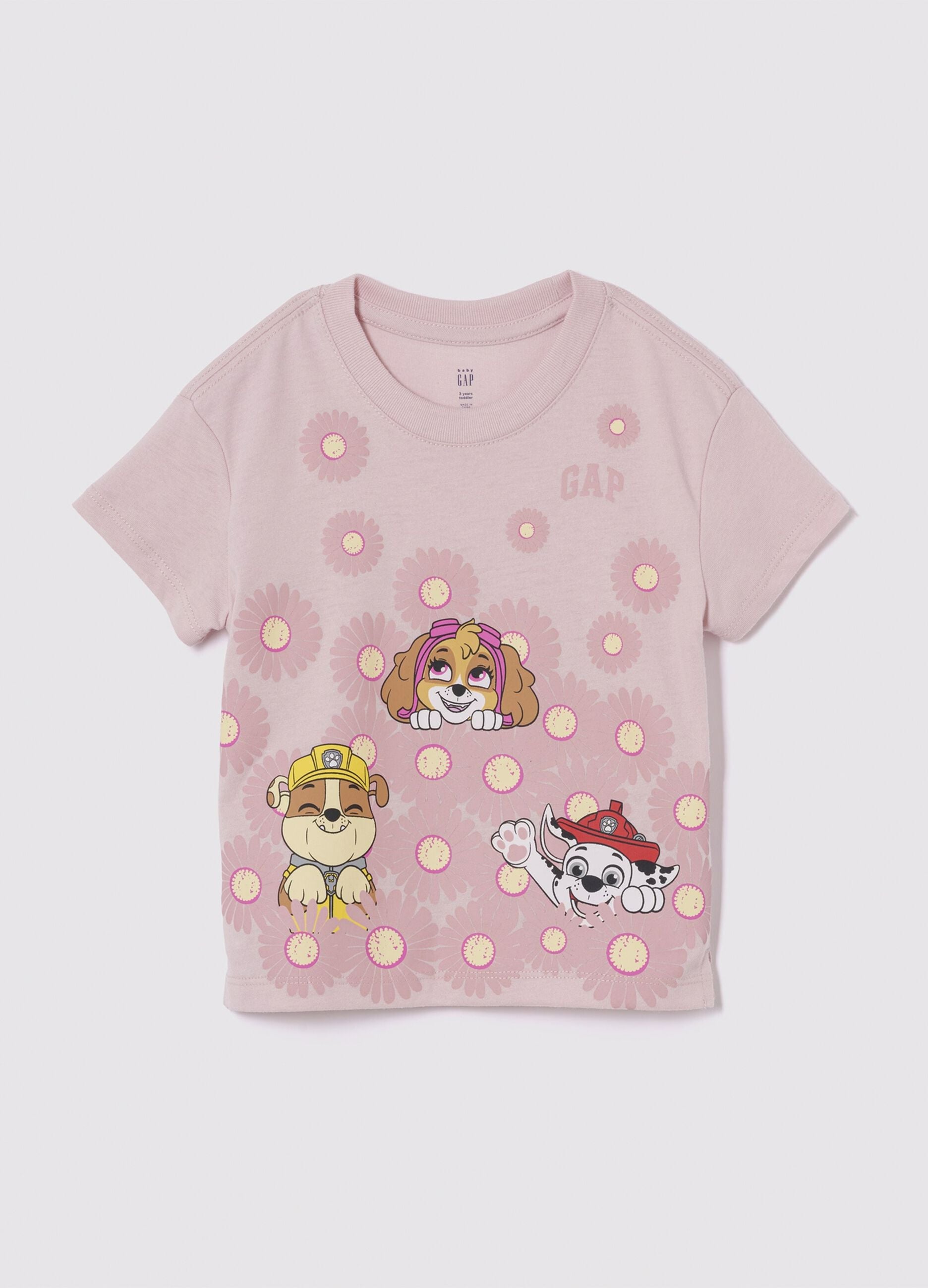 Pink cotton T-shirt with Paw Patrol print