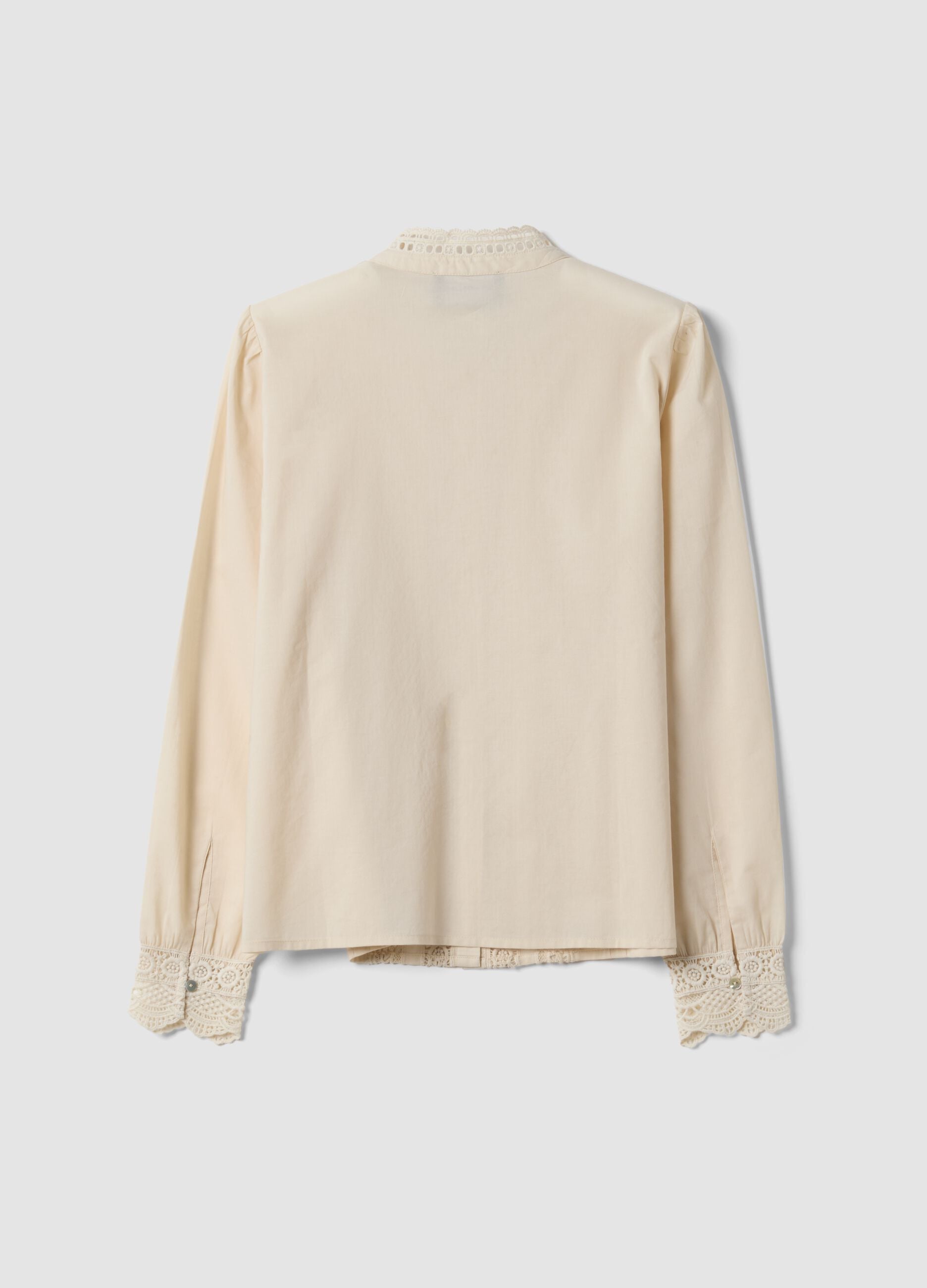 White pure cotton shirt with lace