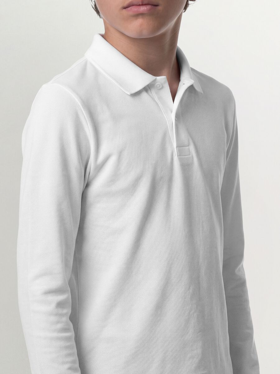 Polo bianca in piquet di puro cotone organico regular fit per ragazzo_1