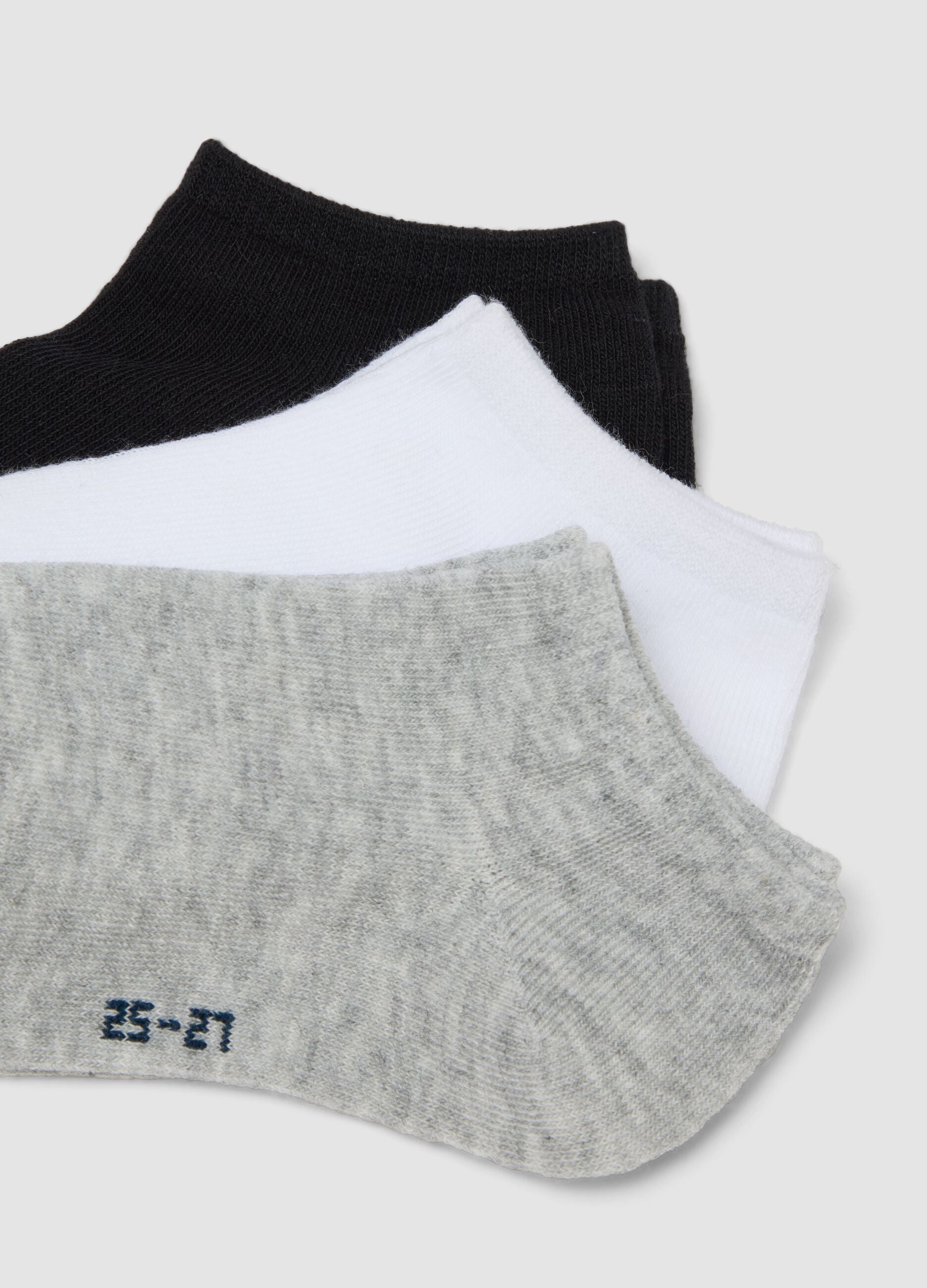 Multipack of five multicolour organic cotton ankle socks for boys