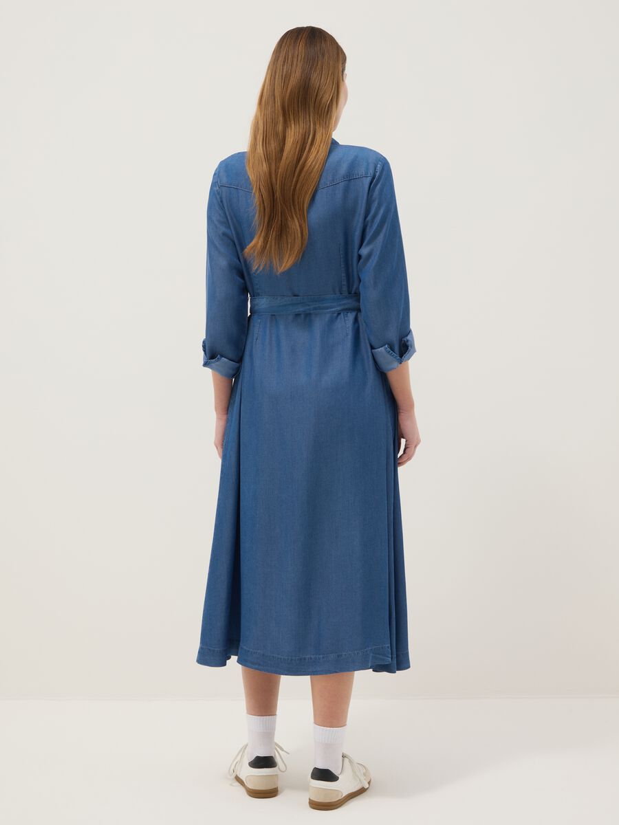 Long blue maternity dress in pure lyocell, regular fit_2