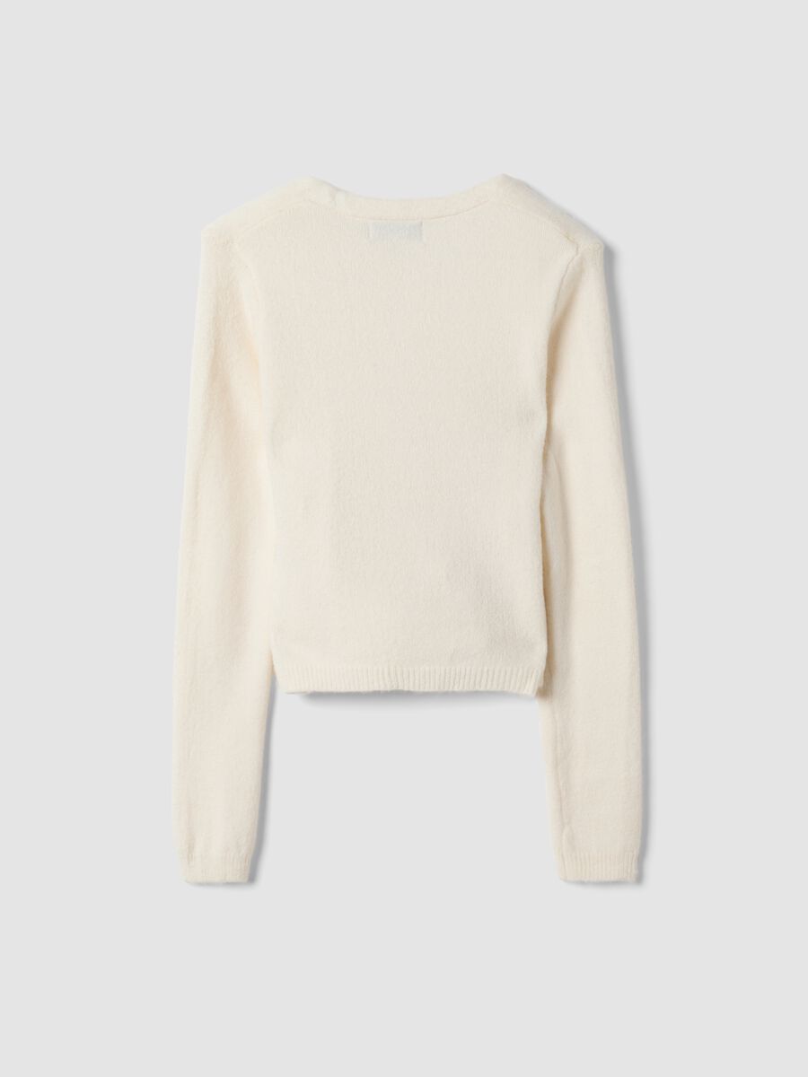 White wrap cardigan with deep V-neck_6