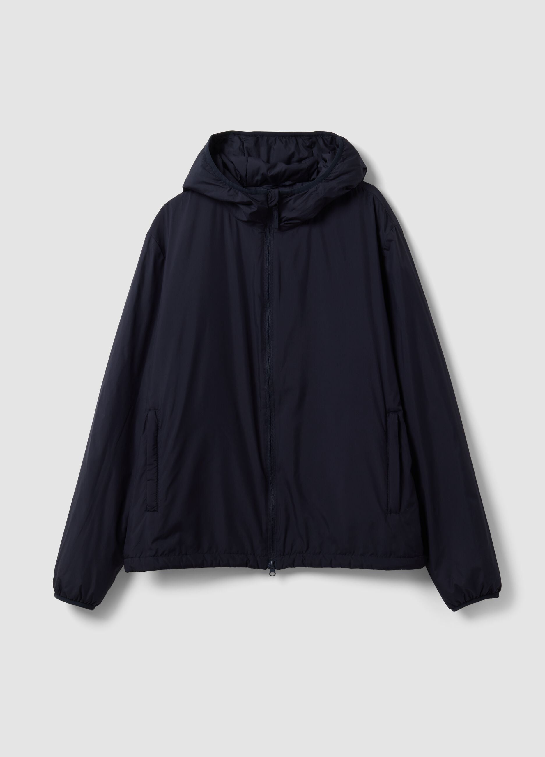 Navy blue hooded jacket with zip