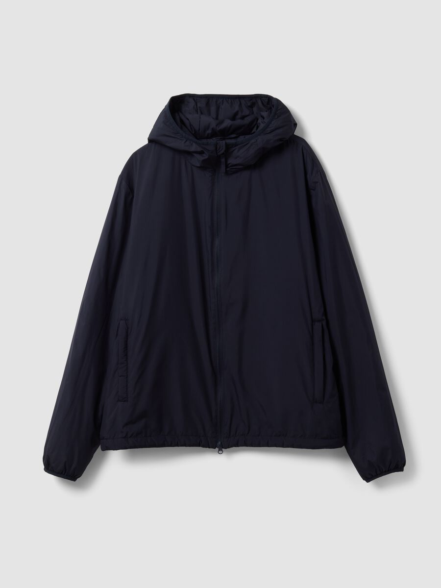 Giubbotto blu navy con cappuccio e zip_4