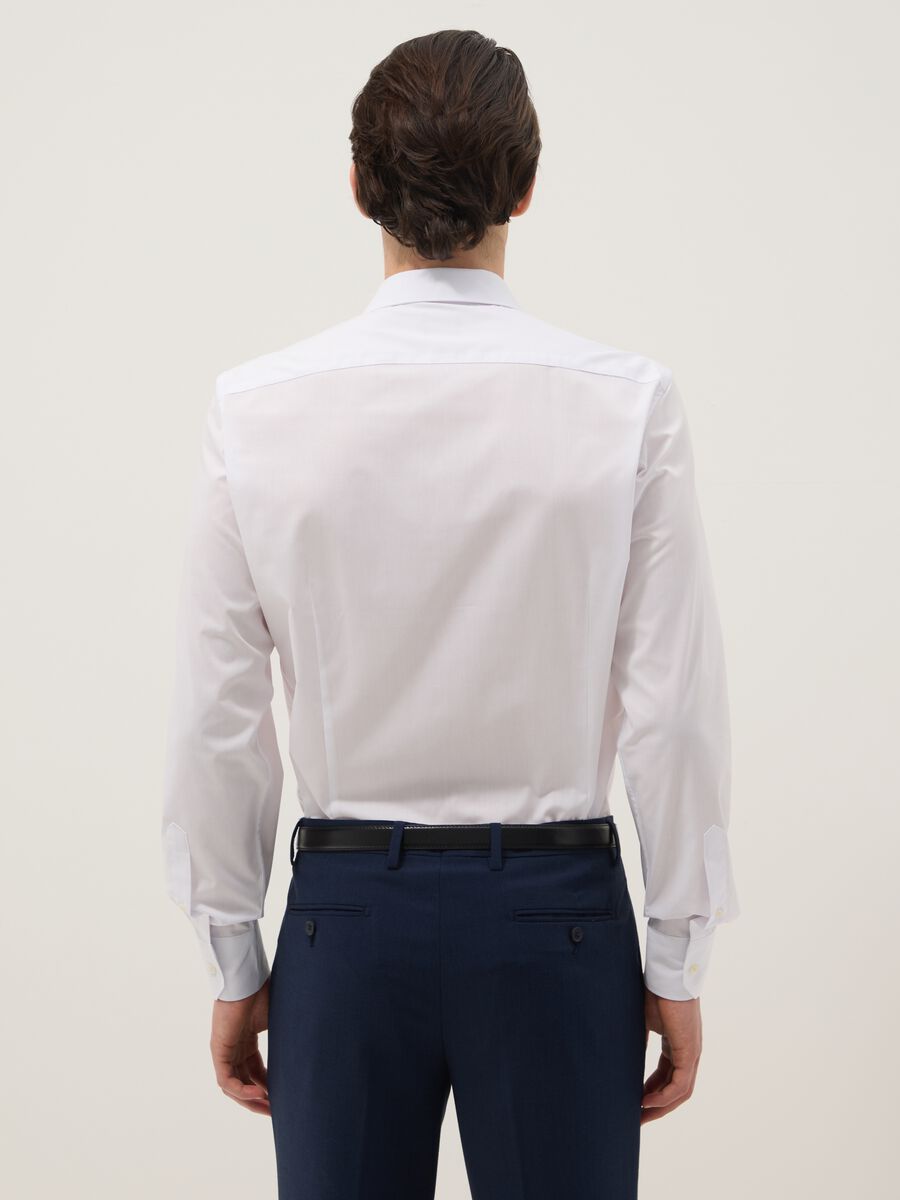 White long-sleeve cotton blend slim fit easy iron shirt_2