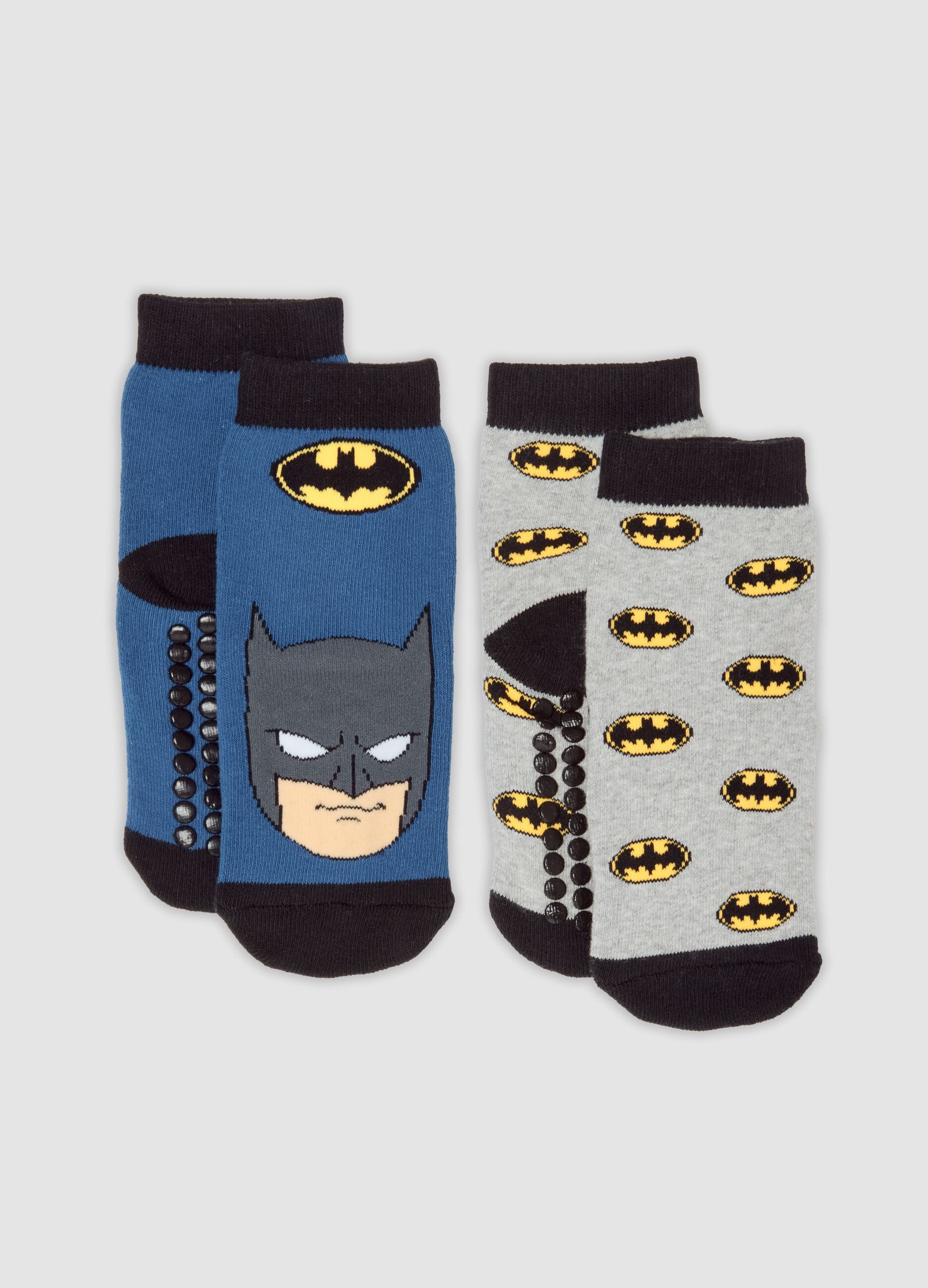 2-pack Batman print stretch organic cotton non-slip socks