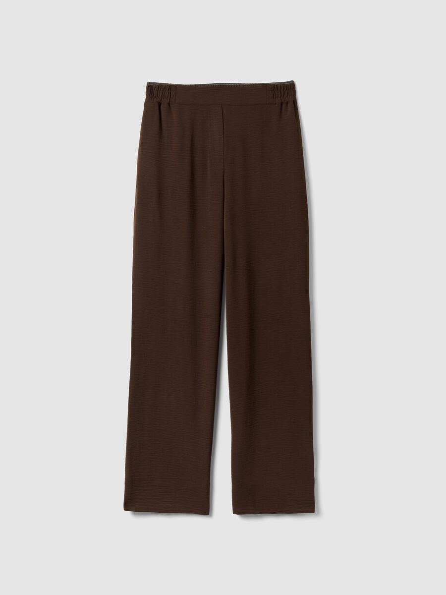 Pantaloni marroni con vita elasticizzata wide leg_4