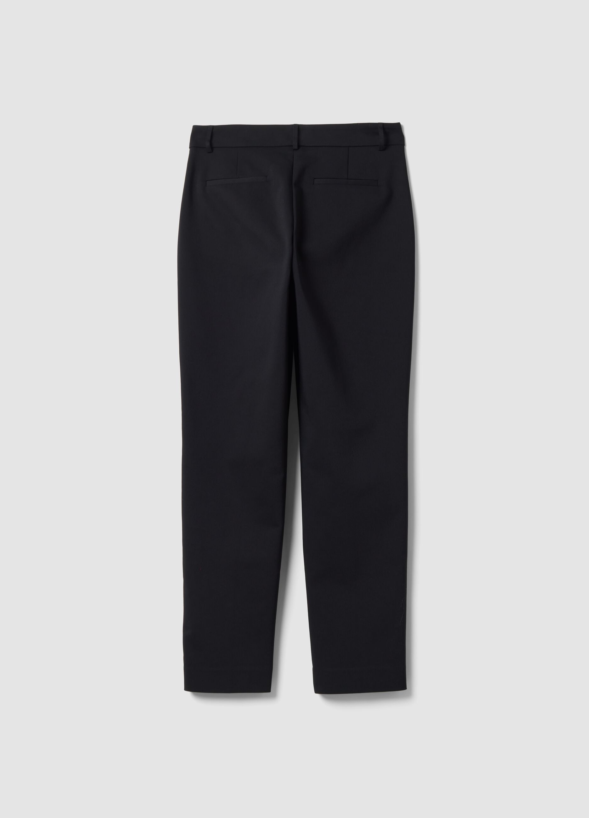Black slim-fit stretch cotton trousers