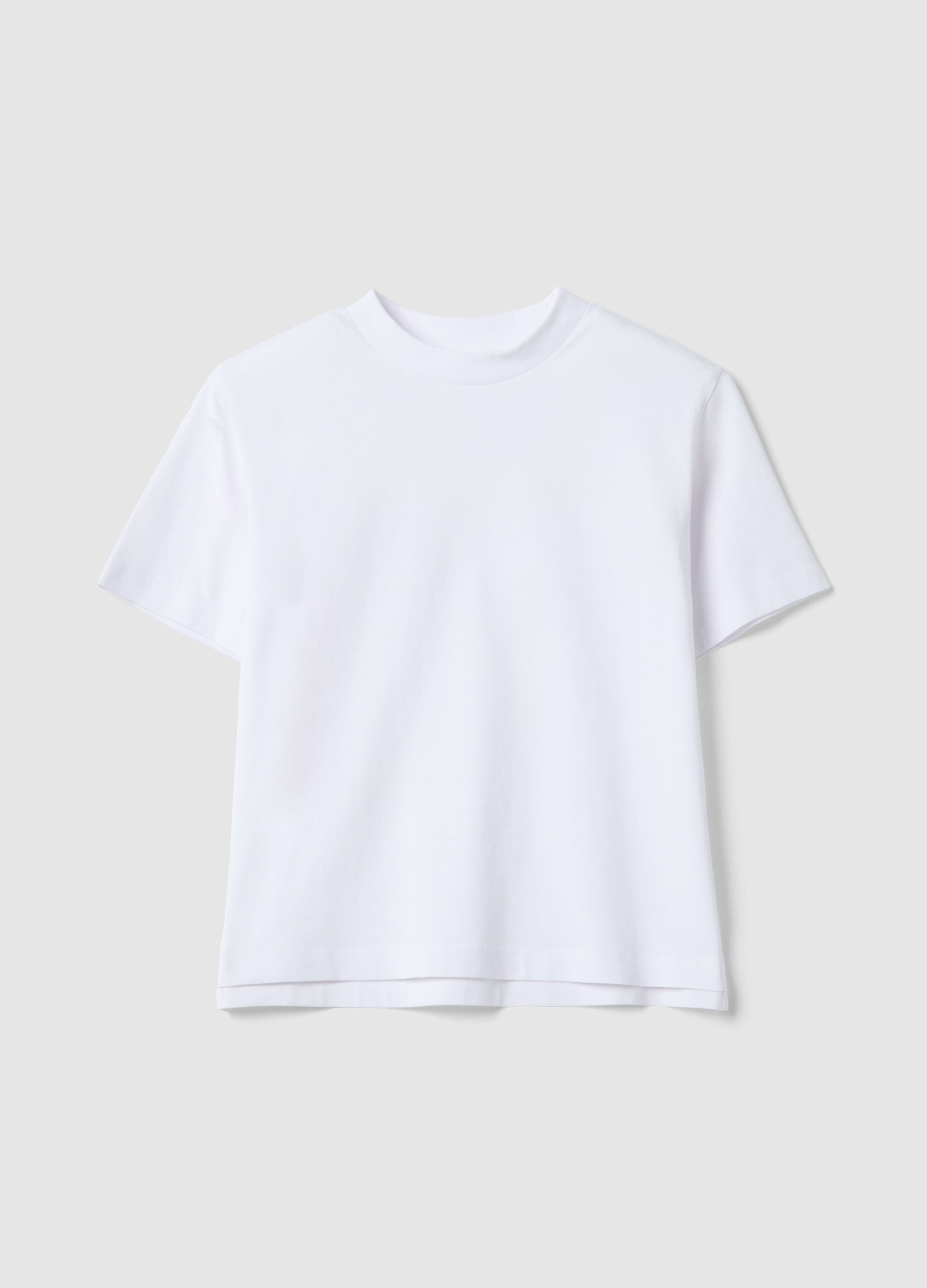White crew neck pure cotton t-shirt regular fit