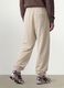 Jogger beige in misto cotone con fondo a polsino e coulisse_4