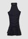 Black stretch dress with high neck and ruffle hem_5