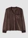 Brown stretch V-neck pyjama top_0