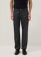 Black stretch cotton regular fit trousers with five pockets_1