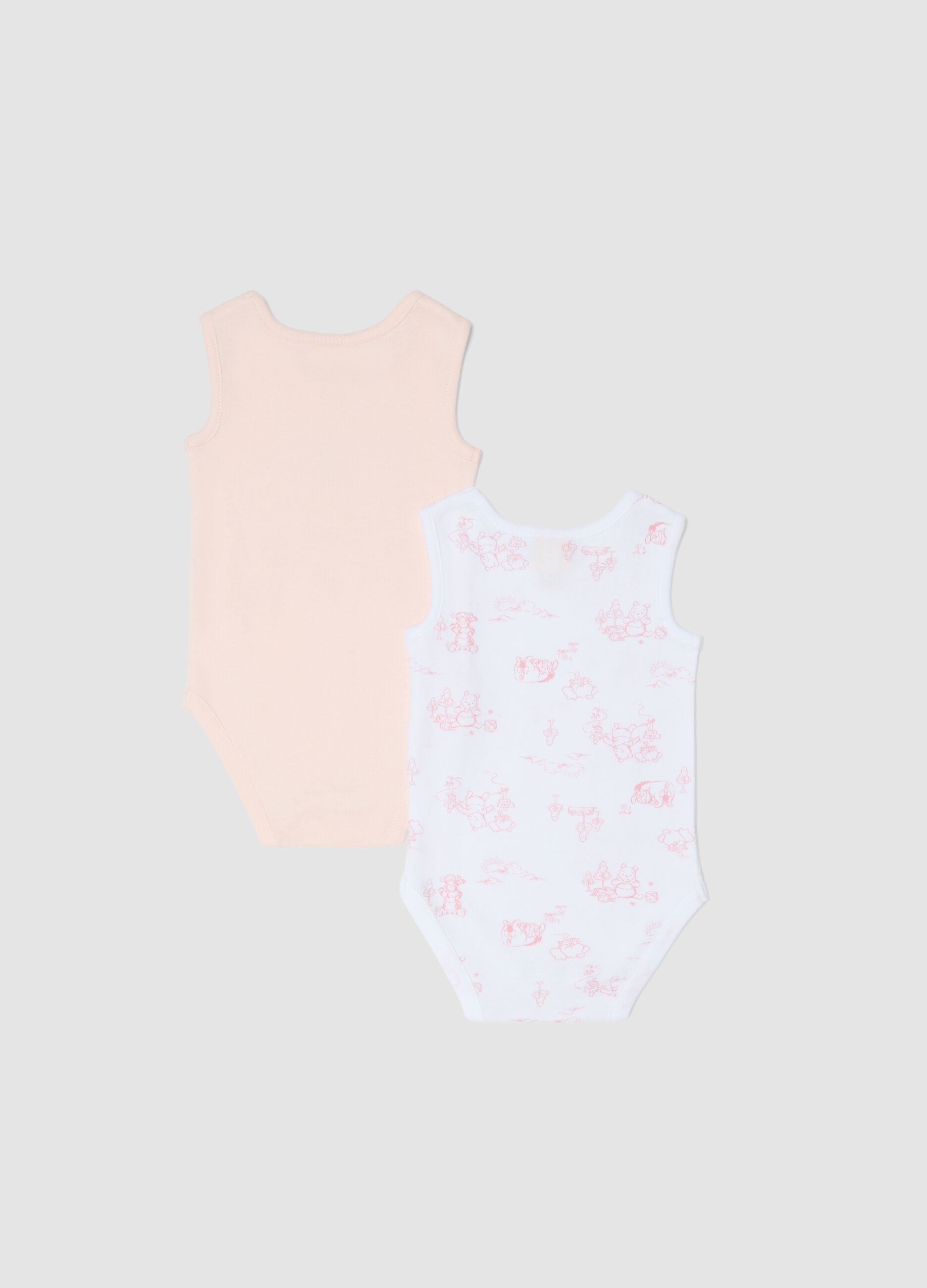 Bipack of multicolour pure cotton bodysuits for baby girls with Winnie-The-Pooh