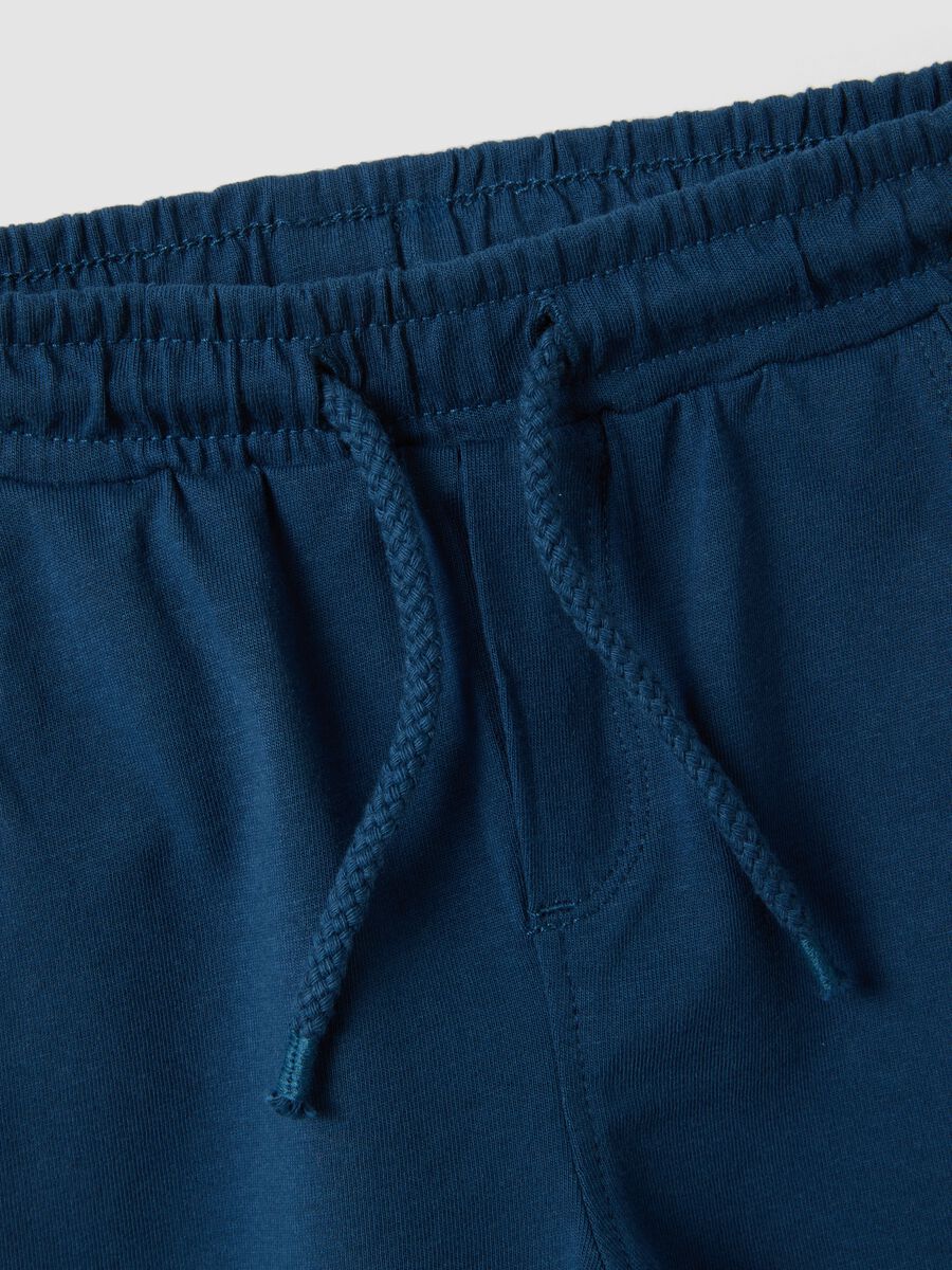 Pantaloncini in puro cotone blu da bimbo regular fit_2