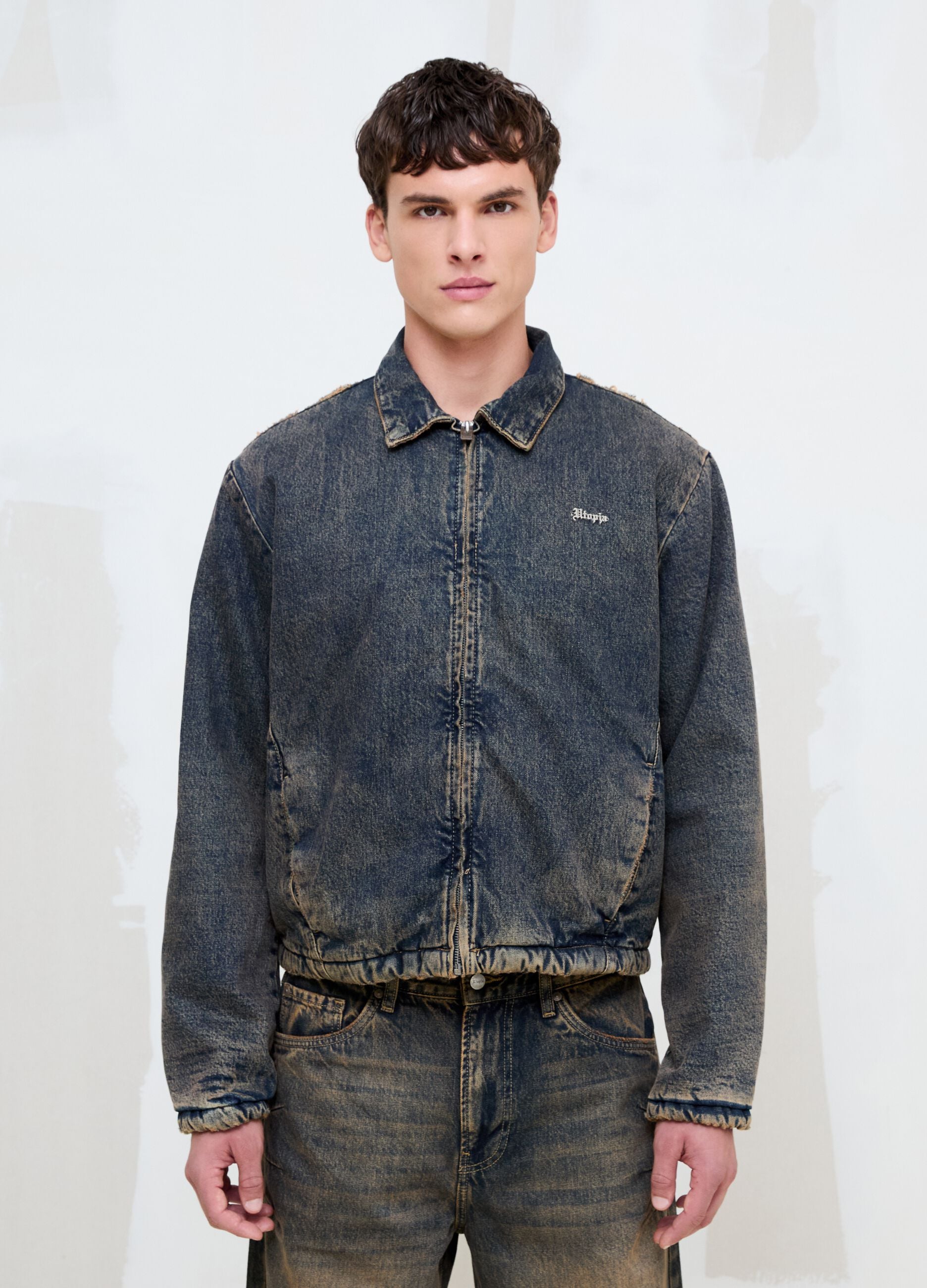 Vintage Dark Blue Padded Denim Jacket