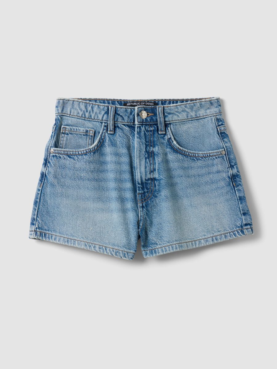 Light blue pure cotton denim shorts_4