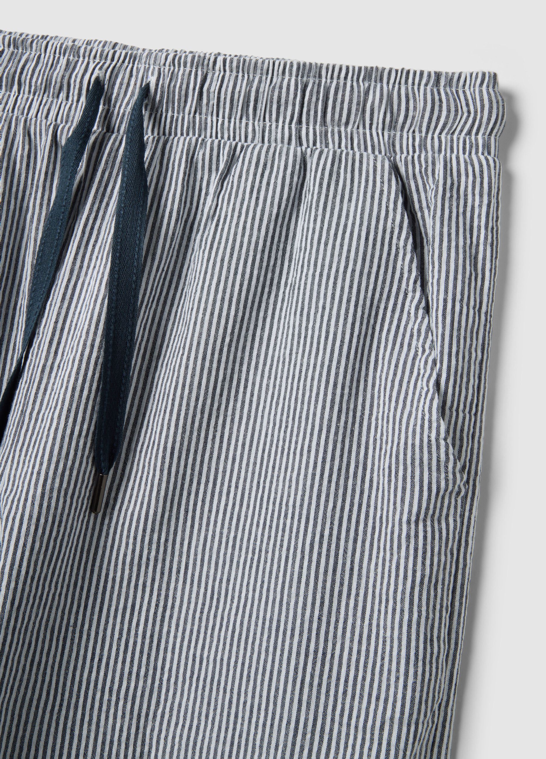 Regular fit multicolour striped pure cotton pyjama shorts
