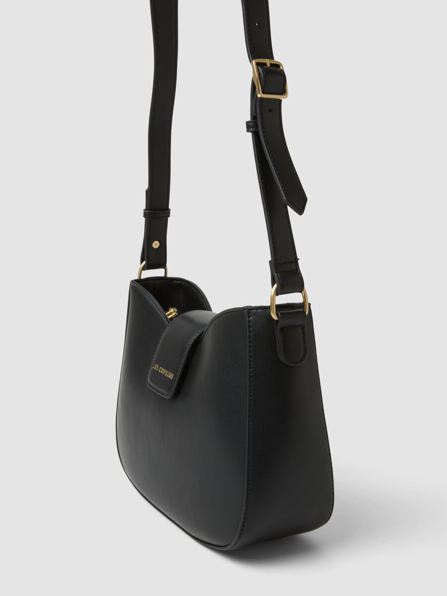 Borsa a spalla nera con tracolla regolabile_2