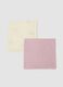 2-pack of pink and white pure cotton muslin squares for baby girls_0