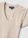 Beige Stretch Cotton Regular Fit T-shirt Deep V_5