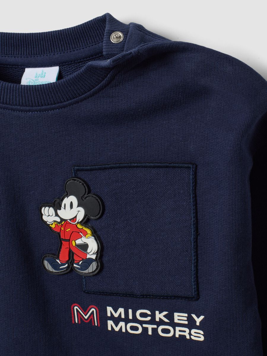 Blue pure cotton crew-neck sweatshirt with Mickey print, oversized fit for boys_2