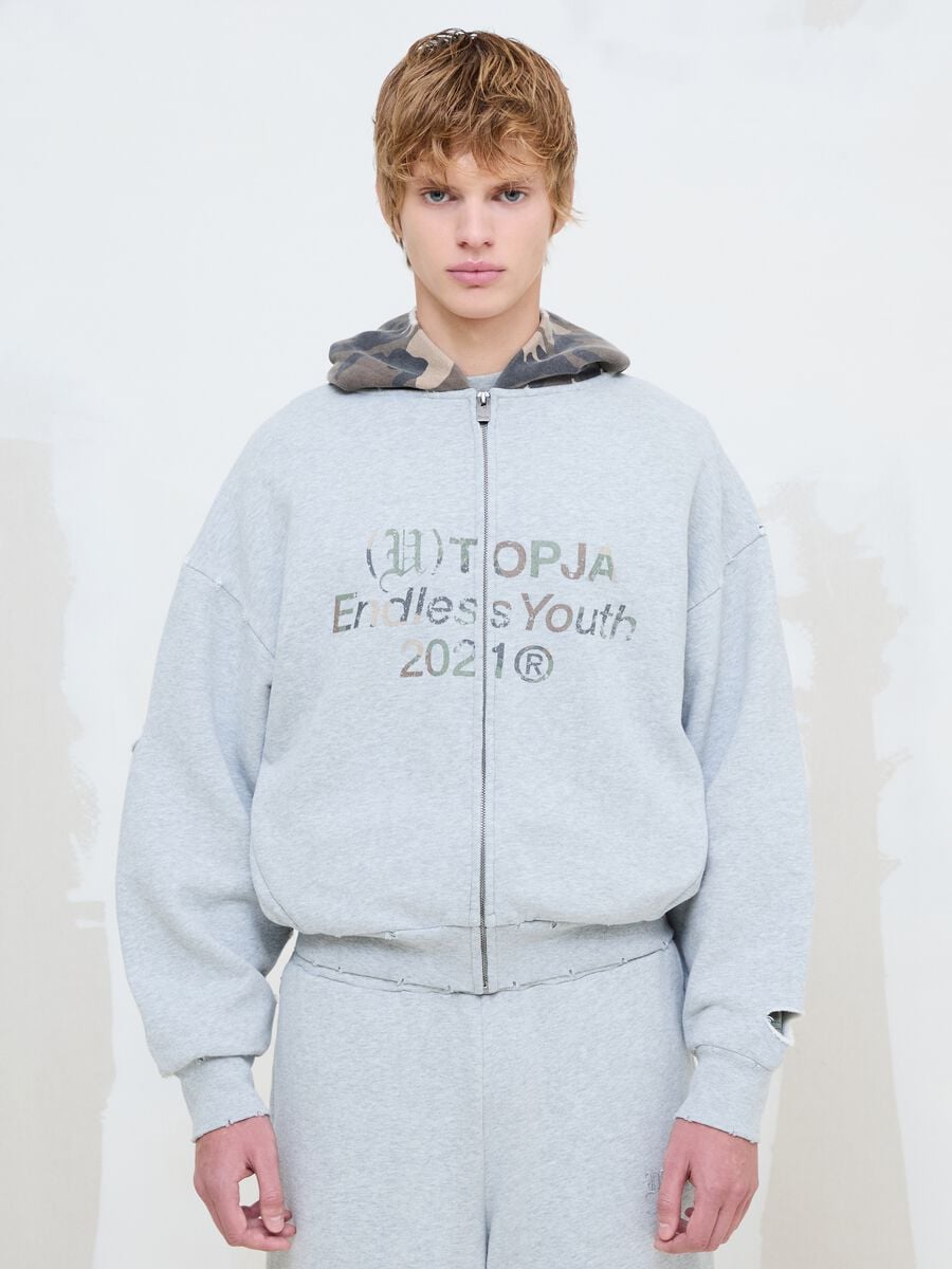 Full-Zip Hoodie in Sunfaded Grey & Camo_3