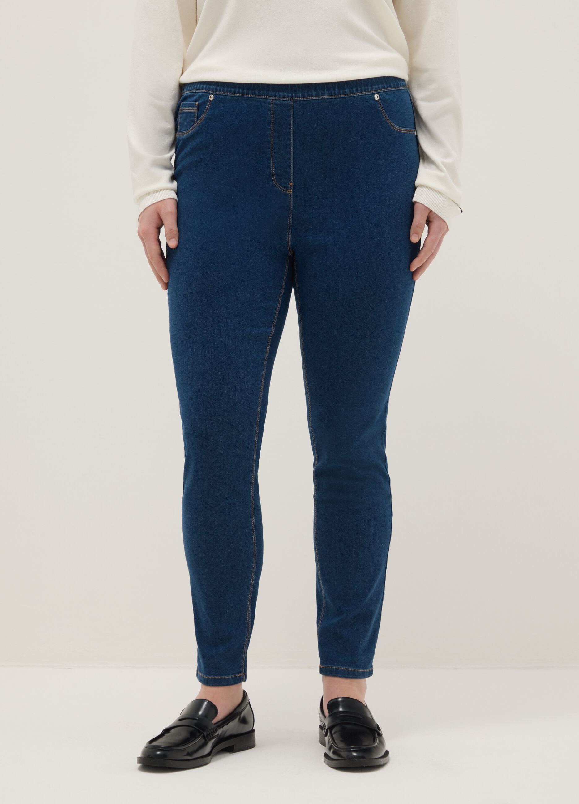 Skinny Fit Stretch Cotton Blue Trousers