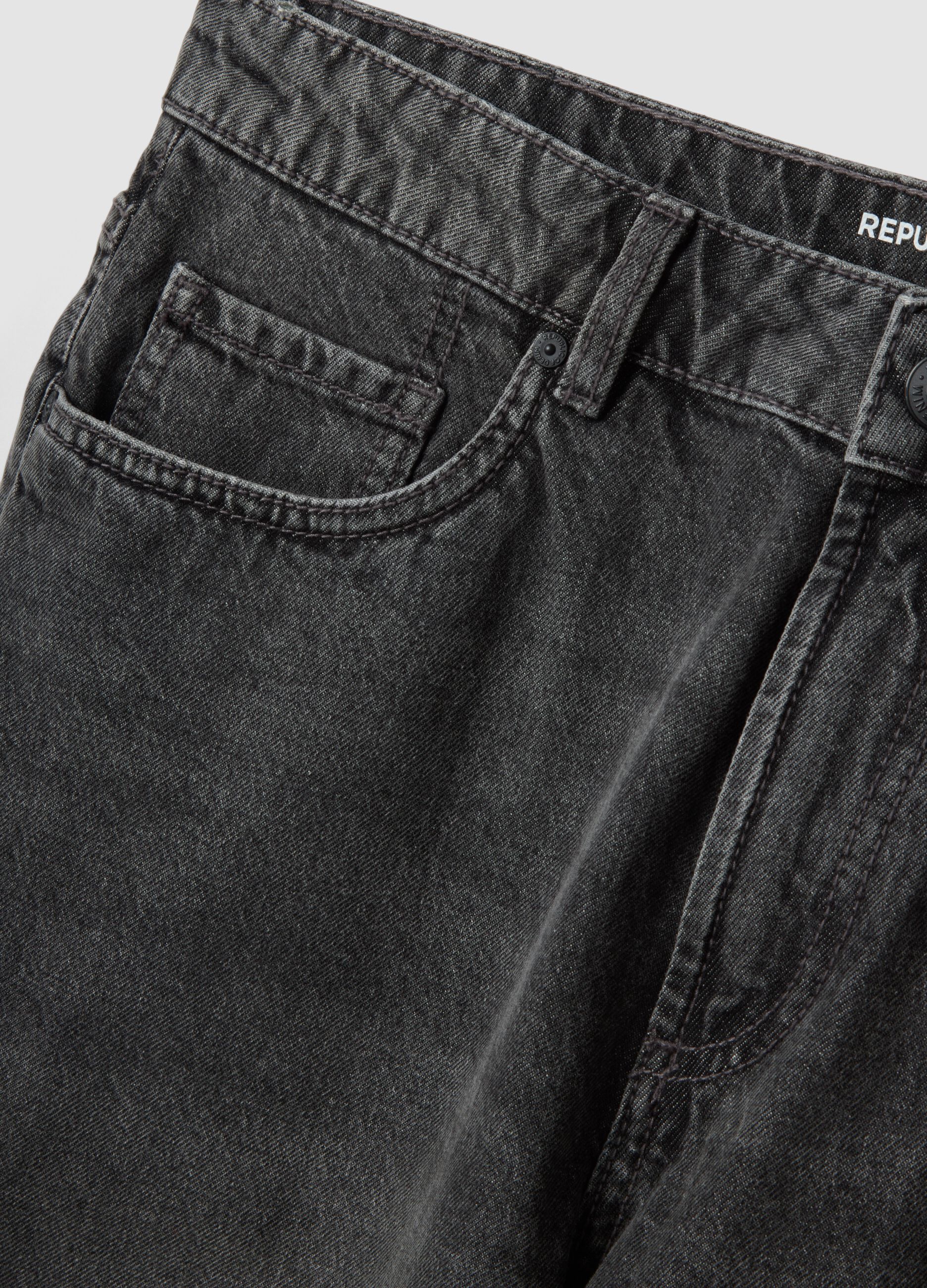 Grey denim Bermuda shorts in pure cotton, regular fit