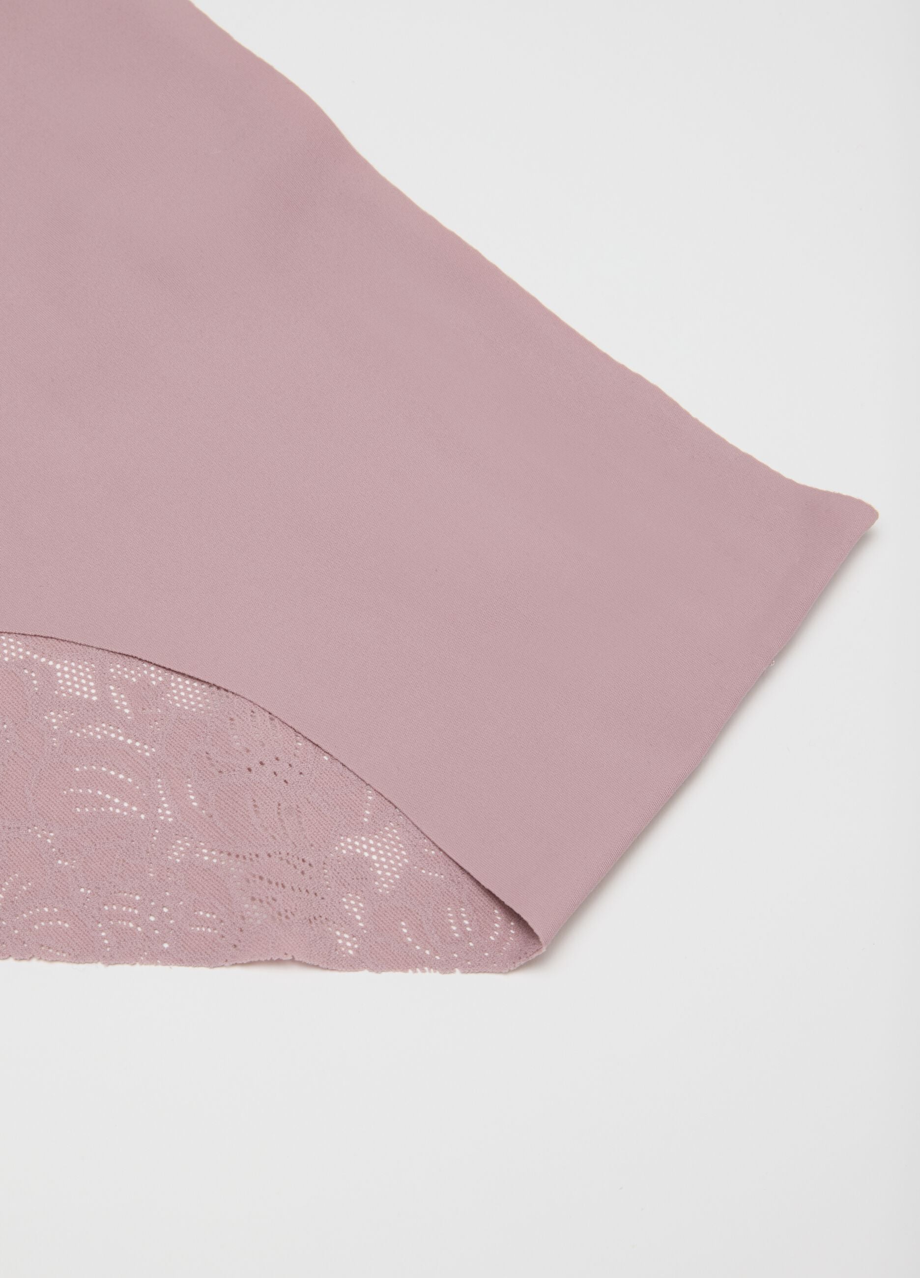 High-waisted pink stretch lace briefs