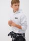 Grey oversized cotton and viscose blend hoodie for boys_0