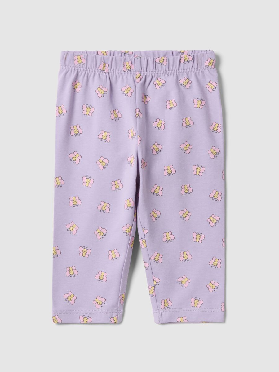 Leggings in cotone elasticizzato lilla da bimba con farfalle_0