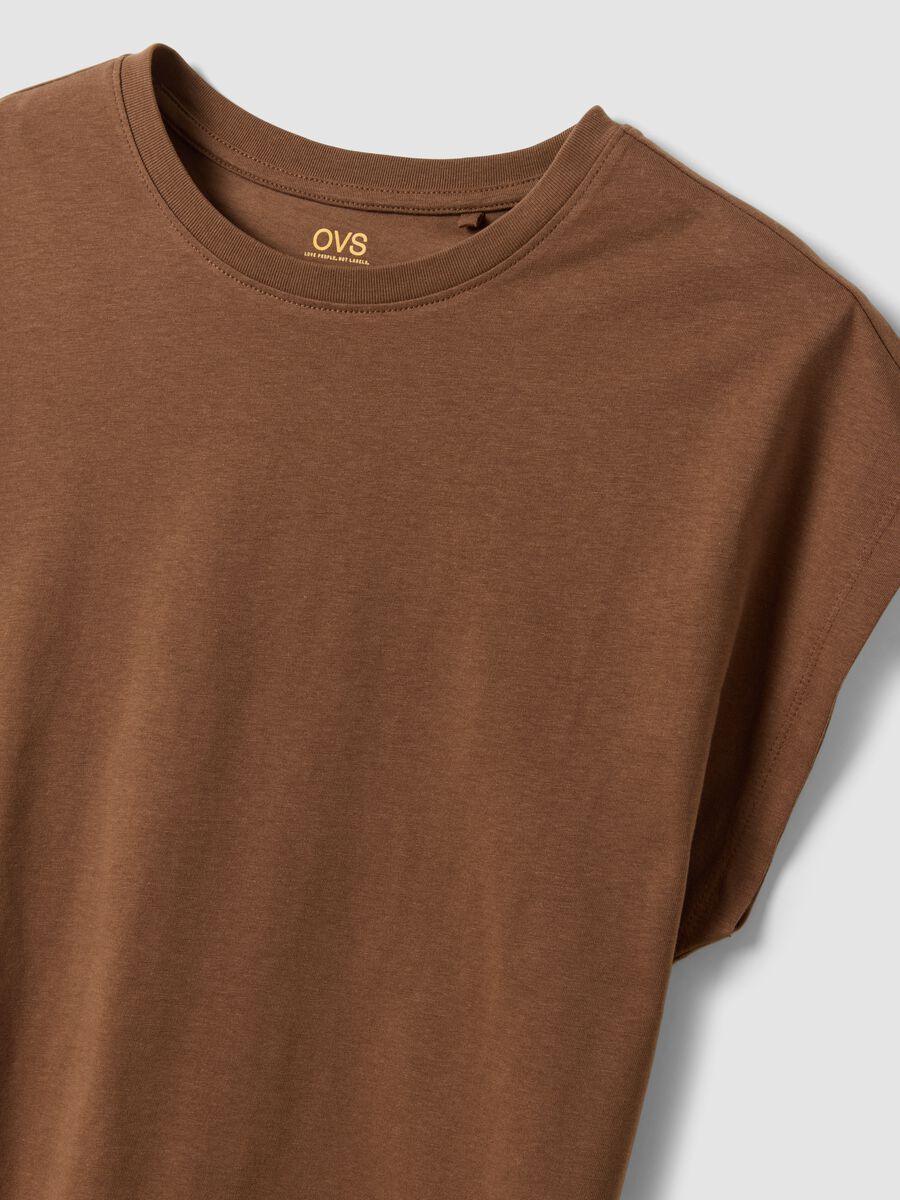 Brown pure cotton short-sleeve regular fit T-shirt_6