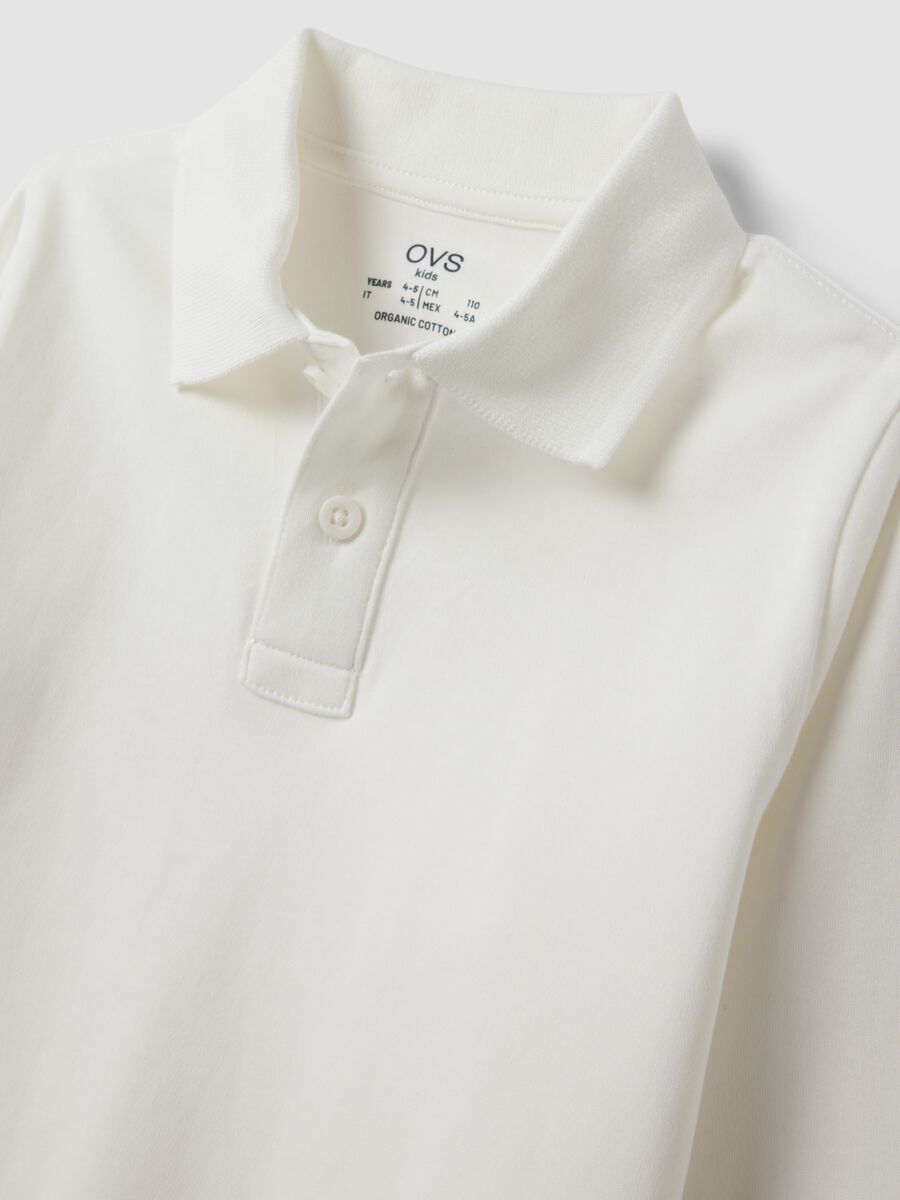 White long-sleeved polo shirt in pure organic cotton_2
