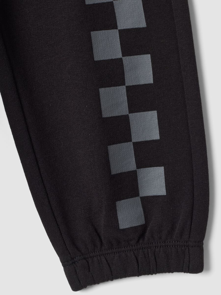 Black pure cotton jogger trousers with check print_3