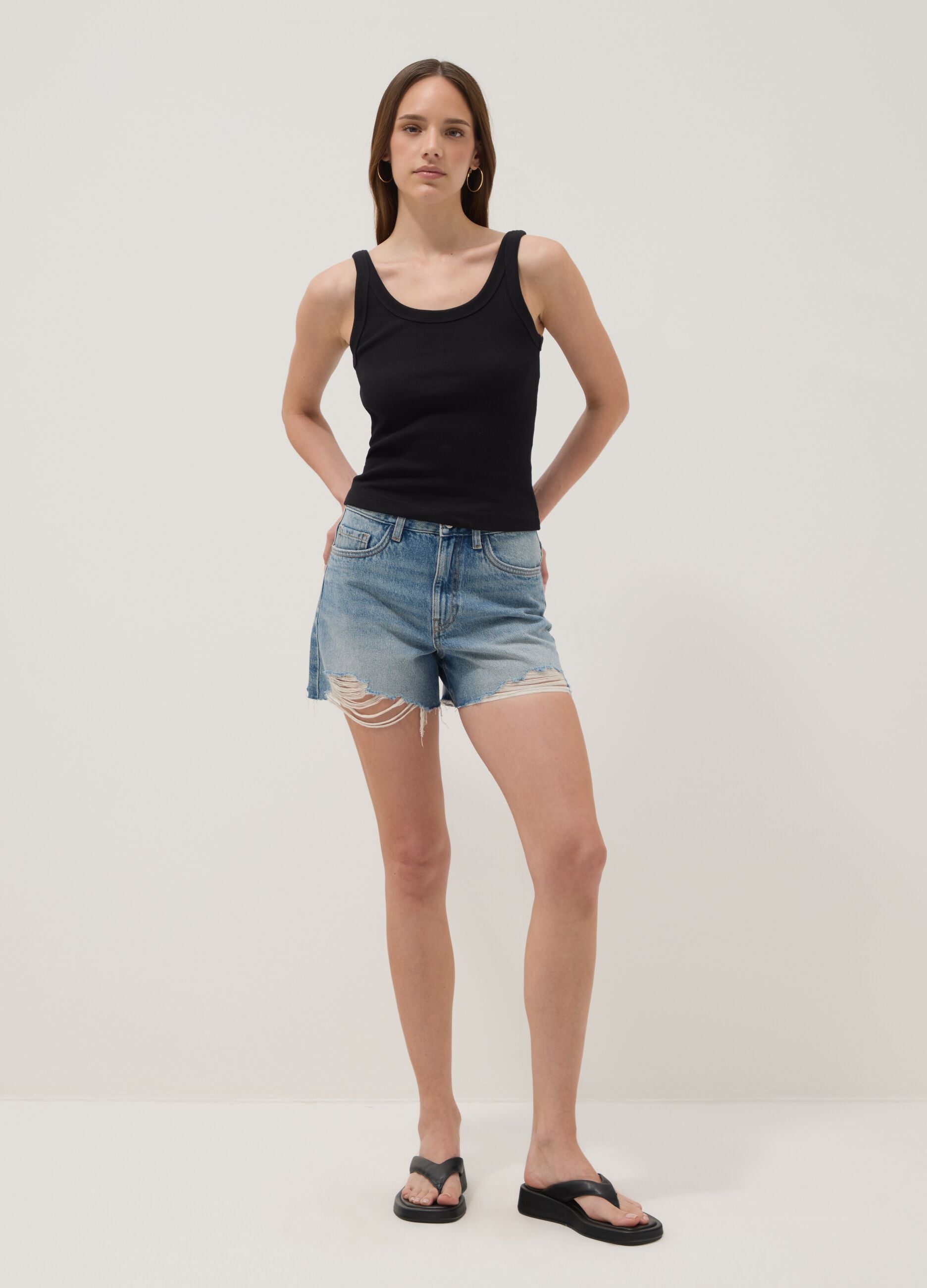 Light blue pure cotton denim shorts