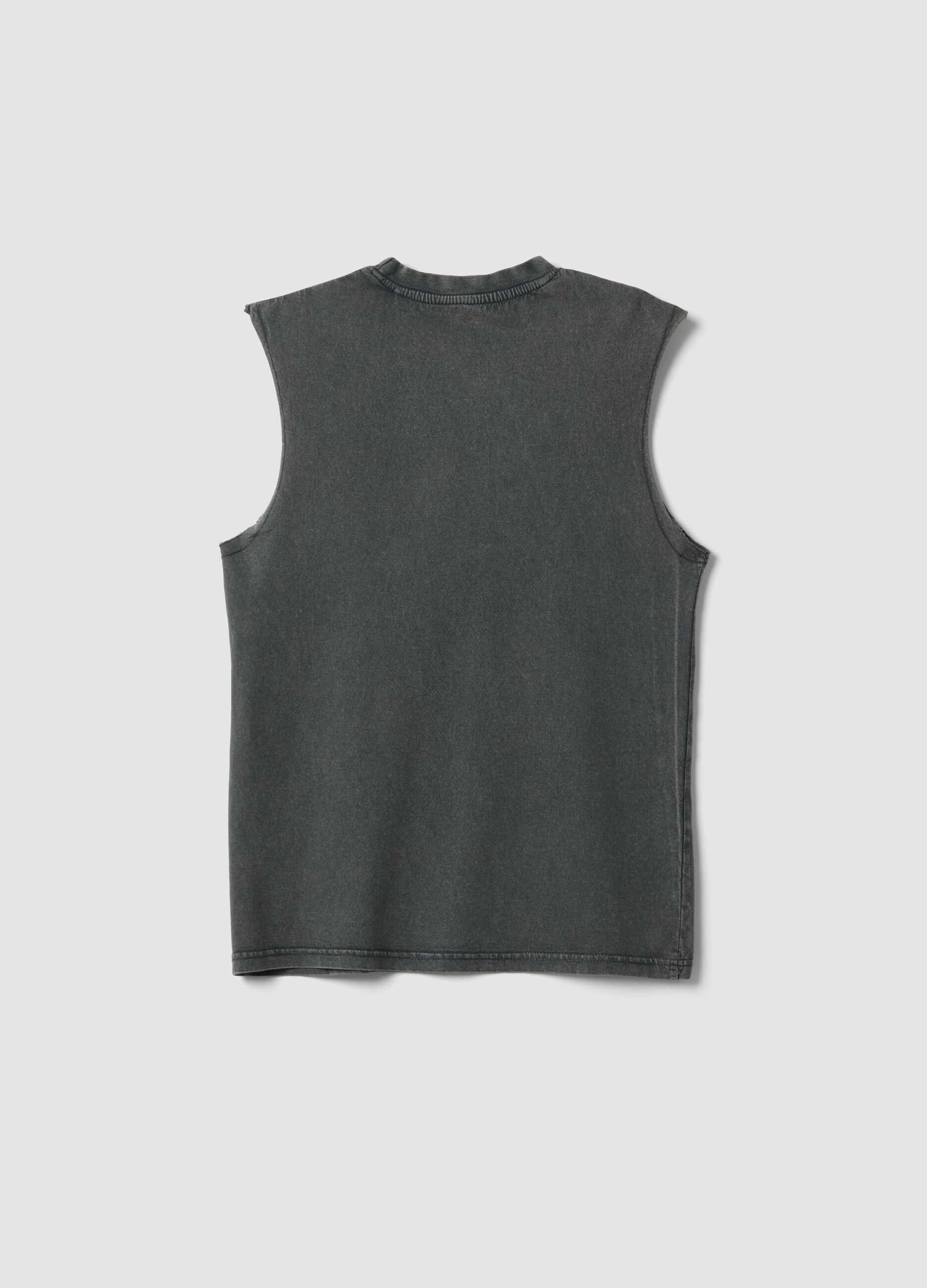 Black oversized pure cotton vest top
